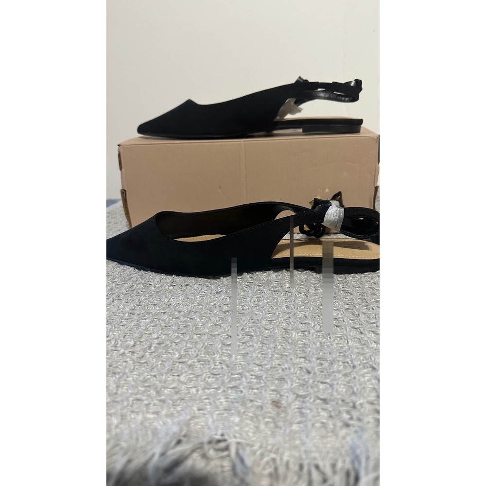 Just fab‎ Studded Ankle Wrap Pointed Toe Slingback Flats, Black, Size Unknown - Picture 3 of 5